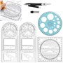 OTTYMO 4 Pcs Règle Dessin + Compass Règle Plastique Regle Geometrie Transparent Regle Equerre Dessin Regle Formes Geometriques R