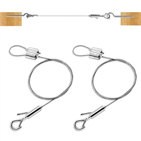 Câble Acier Inoxydable Réglable 2 Pièces avec Œillets - Système de Suspension pour Rideaux