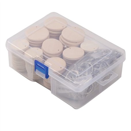 Lot de 80 disques ronds en bois avec porte-clés et étiquettes en bois avec trou