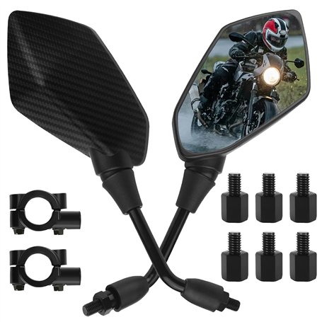 VBGURR Rétroviseurs universels pour moto avec vis de 8 mm et 10 mm haute définition