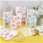 24pcs Sac Cadeau Papier 18x9x5cm Pochette Cadeau Arc-en-ciel Sachets à Bonbons Biscuit avec Autocollants Emballage Cadeau pour A