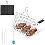 Nizirioo Panier à barbecue en acier inoxydable avec poignée amovible avec brosse de cuisson