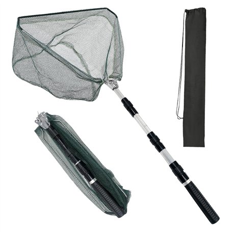 Sporgo Épuisette pliable rétractable : 130 cm - Épuisette triangulaire avec sac de rangement - Épuisette de pêche portable pour