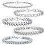 Eniyou 5 Pcs Bracelet Homme Acier Bracelet Acier Inoxydable Homme Gourmette Homme Bracelet Homme Acier Inoxydable Bracelet Homme