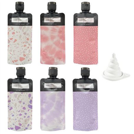 MEMOFYND Lot de 6 bouteilles de voyage compressibles de 90 ml et 1 entonnoir