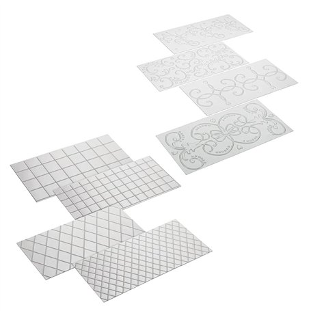 Tiardey 8 pièces Texture Tapis Grille Transparent Fondant Impression Tapis Gteau Bordure Décoration Outil Gteau Moule G?teau Mou