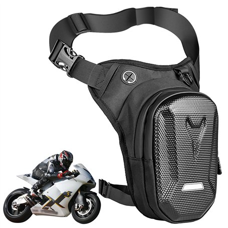 Sacoche de jambe de moto - Étanche - Coque rigide - Pour homme et femme - Multipoches - Sacoche de cuisse de moto - Sac banane p