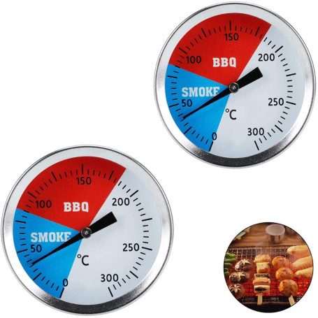 Jauge de température de barbecue Guador 2pcs Indicateur de température pour la cuisson au barbecue en plein air Thermomètre de f