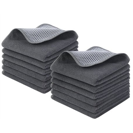 KinHwa Chiffons de Nettoyage en Microfibre，Torchon de Cuisine Super Doux avec Maille，Serviettes Super absorbantes et Non peluche