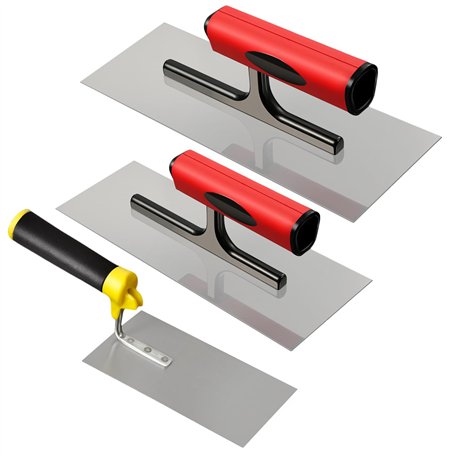 PORFOYO Lot de 3 truelles de maçon en acier inoxydable avec poignée souple