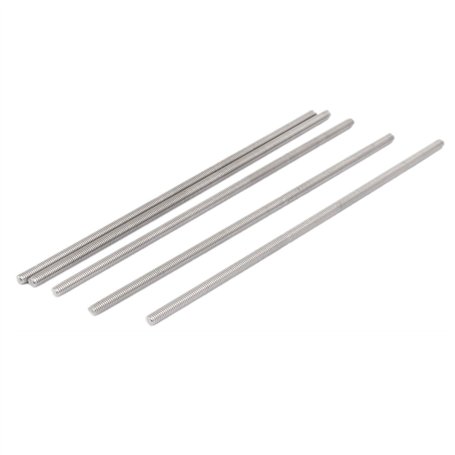 sourcing map Tige Filetée M5x180mm Acier Inoxydable 304 entièrement filetée tige Ton argent 5pcs