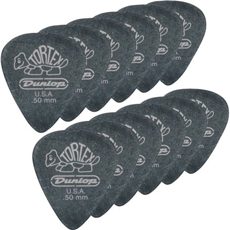 Dunlop médiators Pitch Black Standard Tortex 050 (12 pièces)