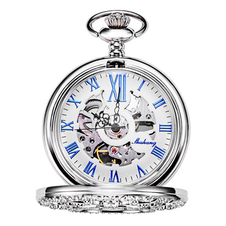 TREEWETO Montre Gousset Mecanique Montres Poche Steampunk Squelette rétro Pendentif Montre de Poche Montre Gousset Dore Montre P
