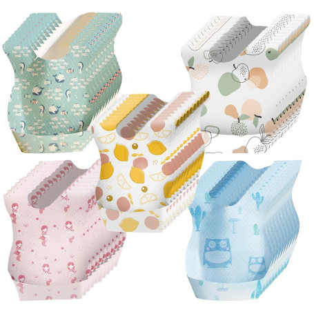 Kellegour 50 Pièces Bavoir Jetable Enfant Imperméables