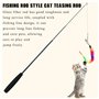 Canne à pêche pour chat de 77 cm - Jouet interactif pour chat - Bâton de jeu avec plumes, cloches et plumes