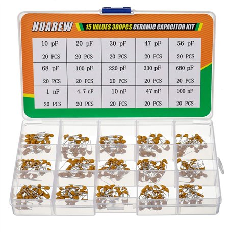 HUAREW 15 Valeurs 300 pièces Condensateur céramique 10~680 pF et 1~100 nF Kit de classification