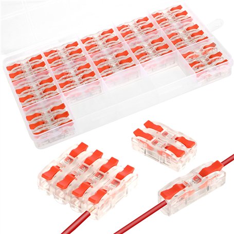 45 Pièces Connecteurs Électriques Rapide avec Levier - Bornes de Connexion Automatique - Domino Électrique 1-Fil 2-Entrées et Pe