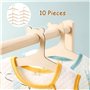 Lot de 10 cintres en bois antidérapants pour vêtements de bébé, cintres en bois pour économiser de l'espace en forme d'ours mign