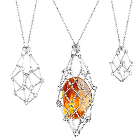 Mtlhbcg Collier support de pierres en cristal:Lot de 3 colliers en cristal