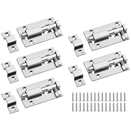 Lot de 5 petits verrous de porte en acier inoxydable avec 30 vis pour toutes les portes intérieures