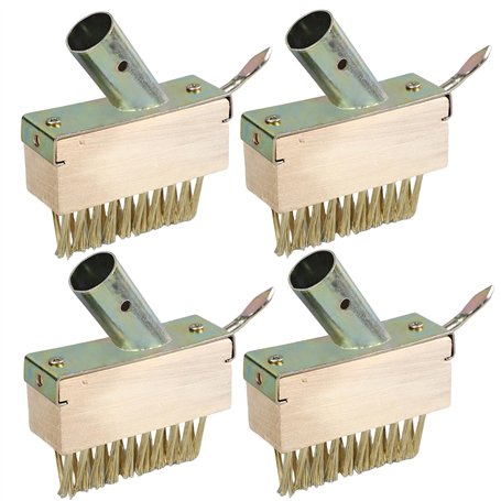 Lot de 4 brosses de désherbage pour mauvaises herbes - Brosse en acier avec manche - Brosses de rechange - Grattoir à joints - B