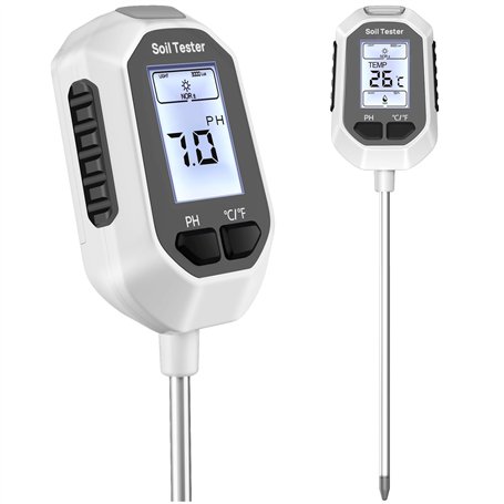 YAMRON testeur humidité Plante,4 en 1 numérique testeur ph Sol,Humidité/PH/Température/Ensoleillement,Écran LCD rétroéclairé,con