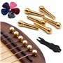 Alnicov Lot de 6 chevilles de chevalet en laiton avec extracteur de goupilles et 5 médiators pour guitare acoustique à 6 cordes