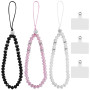 Lot de 3 Cordons Courts pour Téléphone Portable - Pendentif Avec Perles et Pierres de Cristal Naturelles - Universel Avec 3 Cous