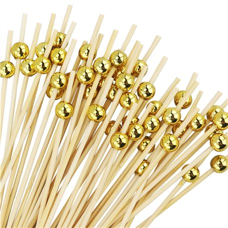 Lot de 110 brochettes à cocktail en bois - Pour cocktails - Cure-dents - Pour amuse-bouche - Décoration de cocktail - 12 cm - Pe