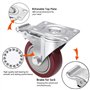 Voluker Roulette Pivotante avec Frein 4 Puces, Lot de 4 Roulettes pour Meubles avec Capacité de Capacité de 400kg, Rouge