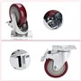 Voluker Roulette Pivotante avec Frein 4 Puces, Lot de 4 Roulettes pour Meubles avec Capacité de Capacité de 400kg, Rouge