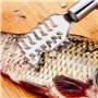 Zasjon écaille de poisson en acier inoxydable, 2 pièce ecailleur de poisson grattoir poisson professionnel conception en dents d