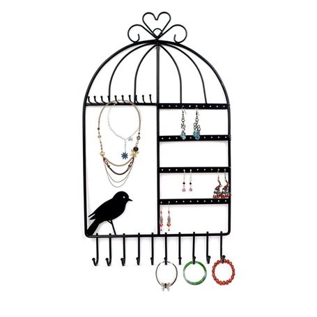 Gearmax Cintre de Bijoux en Forme de Cage d'oiseaux Support Mural Présentoirs Boucles d'oreille Supporter Collier Présentoir (No
