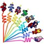 Lot de 16 décorations d'anniversaire de super-héros - Petit cadeau d'anniversaire d'enfant - Pailles réutilisables - Cadeau d'an