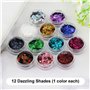 Festival Paillettes Visage avec Lot de 50 lingettes de maquillage 12 Couleurs Paillettes Déguisement Festif Paillettes Ongles Ch