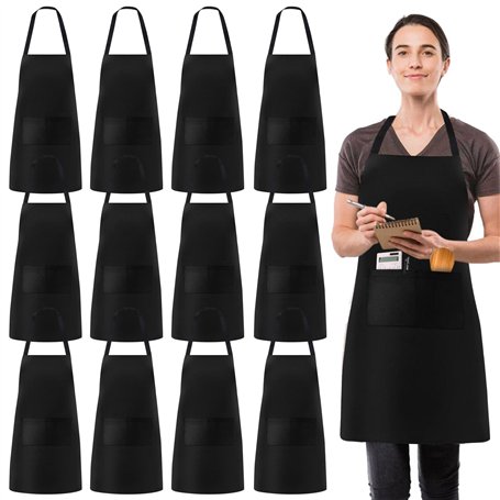 Lot de 12 Tabliers de Cuisine Réglables pour Hommes et Femmes - Unisexes