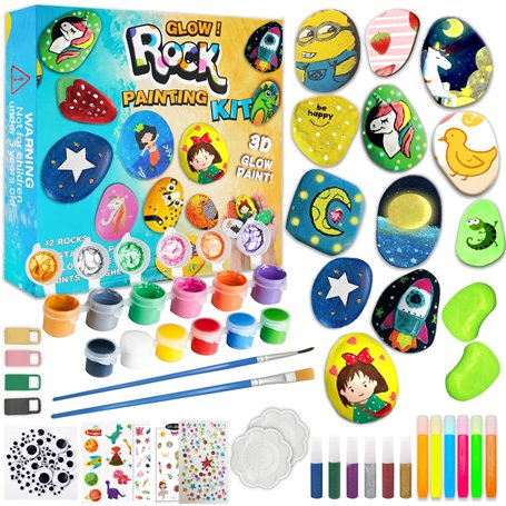 Shrubz Kit de Peinture sur Pierres Bricolage Enfant kits de loisirs créatifs Kits de Peinture Rupestre