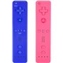 AUFGLO Pack de 2 manettes Wii - Télécommande Wii avec étui en silicone et dragonne (rose+bleu)