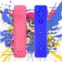 AUFGLO Pack de 2 manettes Wii - Télécommande Wii avec étui en silicone et dragonne (rose+bleu)