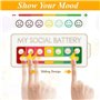 kinoco Social Battery Lot de 2 Broches Émaillées Batterie Sociale, Indicateur d'Humeur Arc-en-Ciel, Noir et Blanc
