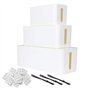 ASelected Lot de 3 Boîtes Cache Câbles, Organisateur de câbles, Boîte de Rangement pour Câbles en Plastique Garder Les Câble Ele