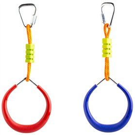 Accessoires de la Gamme Cateam Ninja - Anneaux de Gymnastique Multicolores Lot de 2 avec mousquetons - Anneaux de Barre de Singe