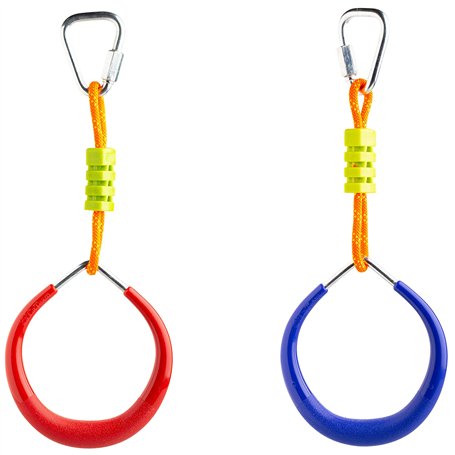 Accessoires de la Gamme Cateam Ninja - Anneaux de Gymnastique Multicolores Lot de 2 avec mousquetons - Anneaux de Barre de Singe