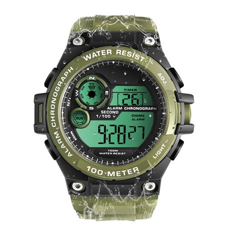 TEKMAGIC Montre Bracelet Sports Plongée Hommes Garçons 10 ATM Étanche Montre-Bracelet Natation avec Fonctions d'Chronomètre