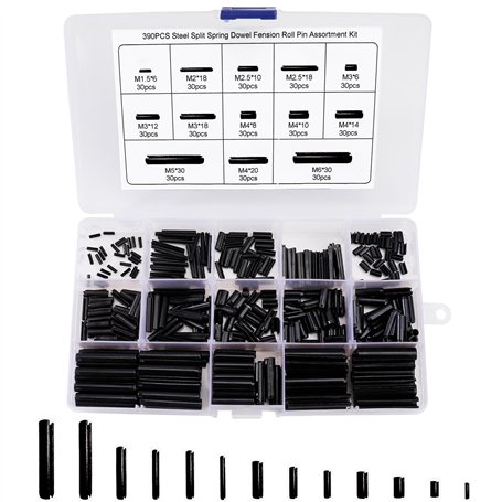 Tunejoy 390 Pièces Goupilles élastiques Assortiment de Goupille élastique Goupilles Fendues en Acier au Manganèse M1.5 M2 M2.5 M