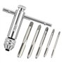 Tkxjry Lot de 6 tarauds à cliquet avec poignée en T réglable M3 M4 M5 M6 M8 avec poignée en T et porte-outils