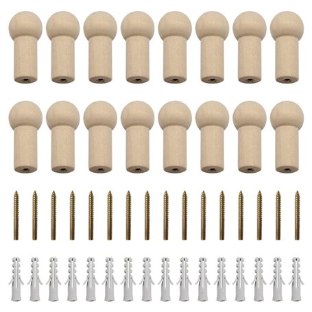 Yingcen 16 Pièces Patère en Bois Naturel Crochets Muraux en Bois Crochet de Cheville en Bois de Décoration Avec Vis 2