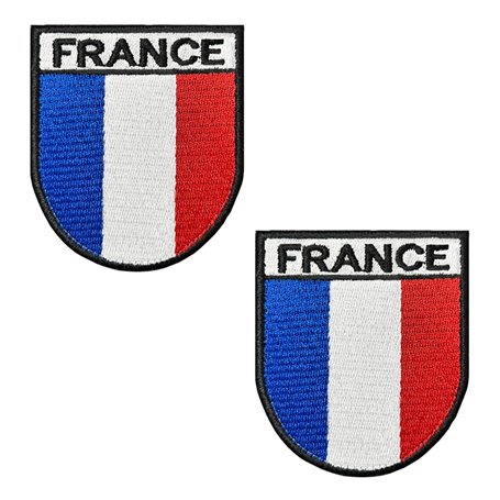 Lot de 2 écussons drapeau de la France – Emblème national français tactique brodé brodé écusson en tissu rubans pour sacs à dos