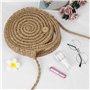 Sac De Paille Rond Sac de Plage d'été Pour Femme en Rotin Bandoulière à Porter à l'épaule Avec Style Boho Fait Main Pour le Voya