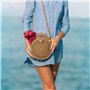 Sac De Paille Rond Sac de Plage d'été Pour Femme en Rotin Bandoulière à Porter à l'épaule Avec Style Boho Fait Main Pour le Voya